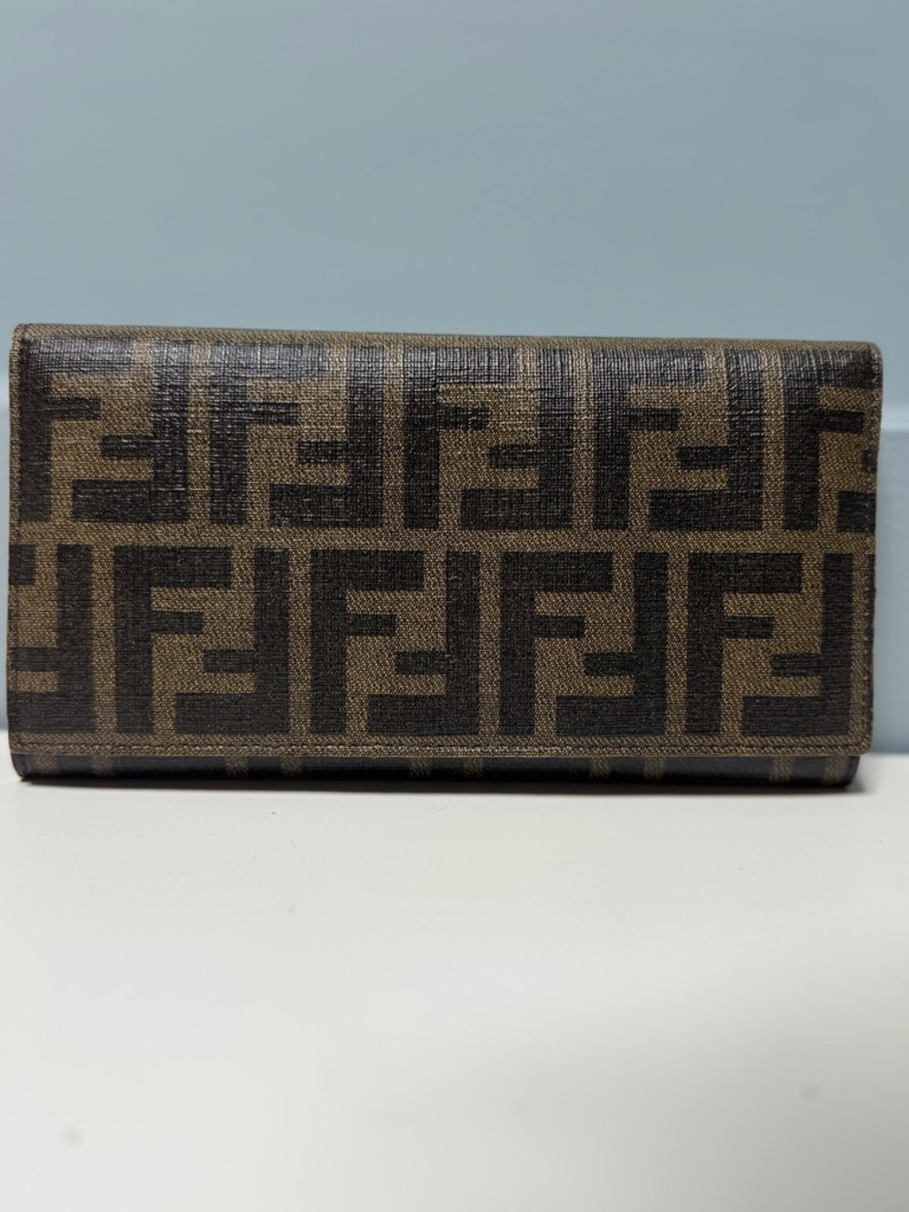 Fendi Brown and Black Zucca Snap Closure Wallet